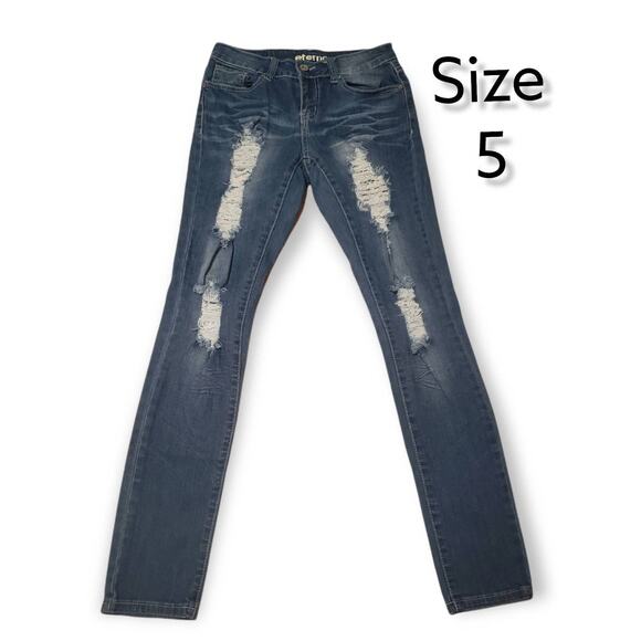 Eterno Distressed Skinny Blue Denim Jeans / Pants - Picture 6 of 6
